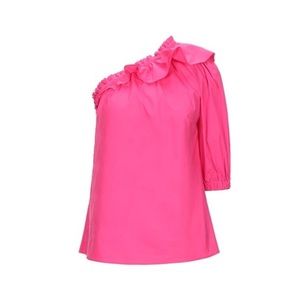 $900 Blumarine Italy chic one shoulder fuchsia pink top blouse 42 2 4 Small